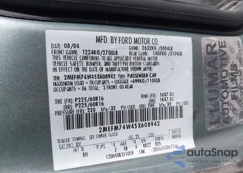 2005 Mercury Grand Marquis Gs из США, поврежденный, VIN 2MEFM74W45X608942